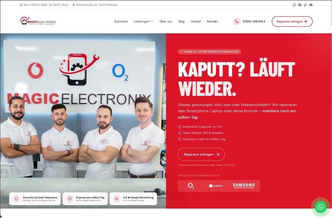 Magic Electronix Website von Weboa